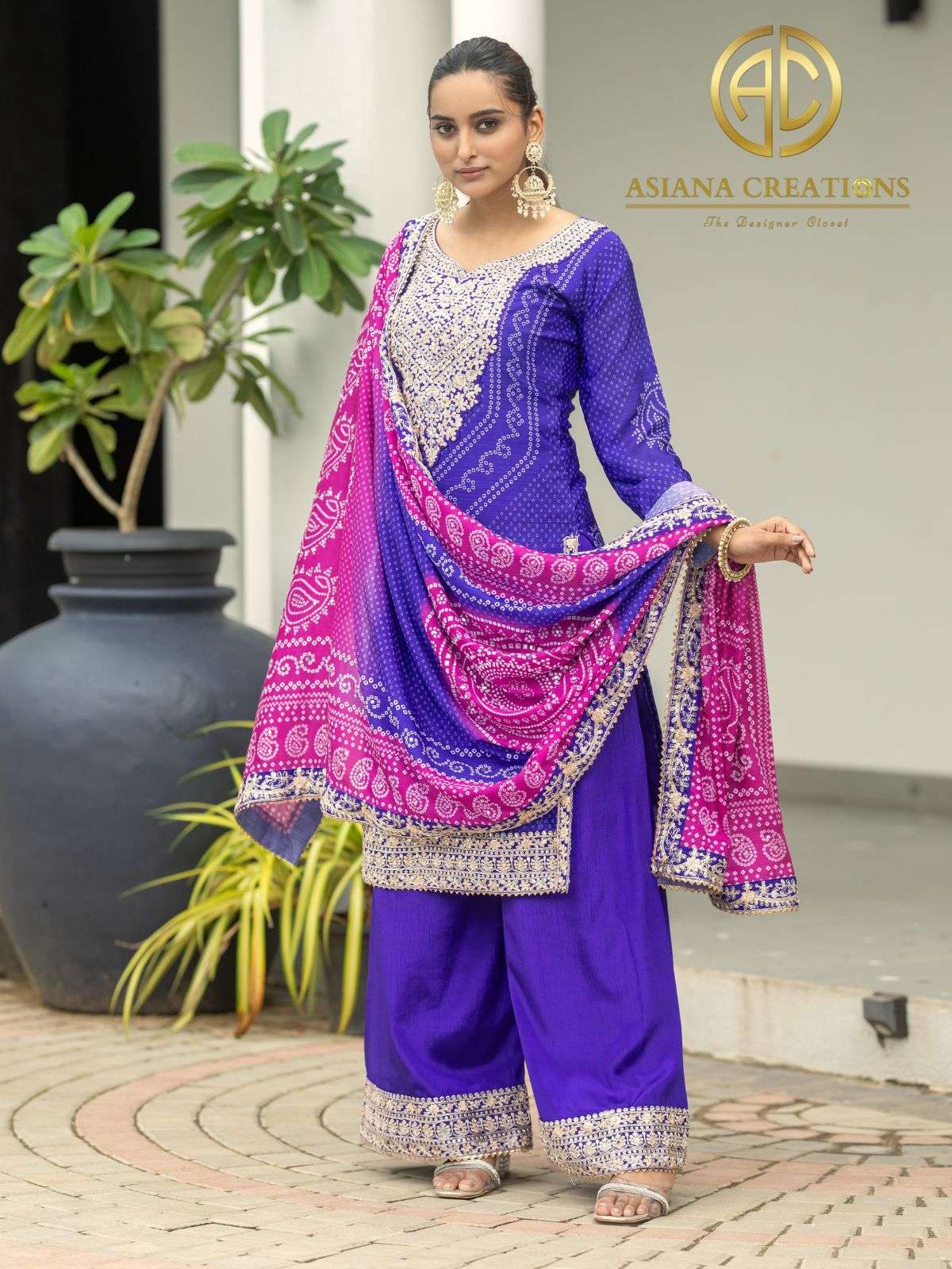 Chinnon Embroidered Palazzo Suit Set DS2093